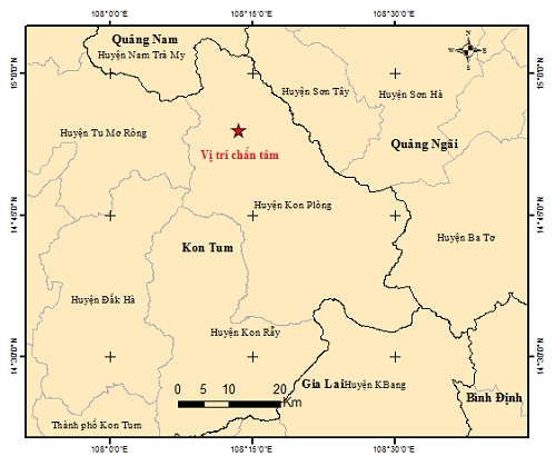 Kon Tum ghi nhận trận động đất thứ 5 trong ngày